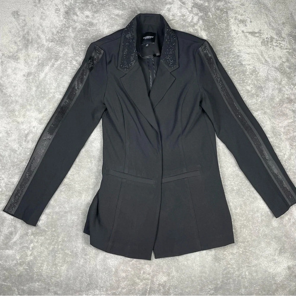 Liverpool Pantsuit Womens XS Black Blazer Set Rhinestone Office Career Sleek - Picture 7 of 14